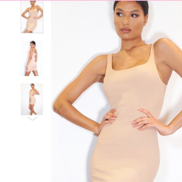 PrettyLittleThing Dresses & Skirts - NWT STONE RIBBED SCOOP NECK BODYCON DRESS SMALL 4